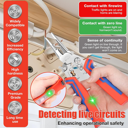 🔧8-in-1 Electrician Wire Stripper with Voltage Tester– Heavy Duty Wire Stripper⚡