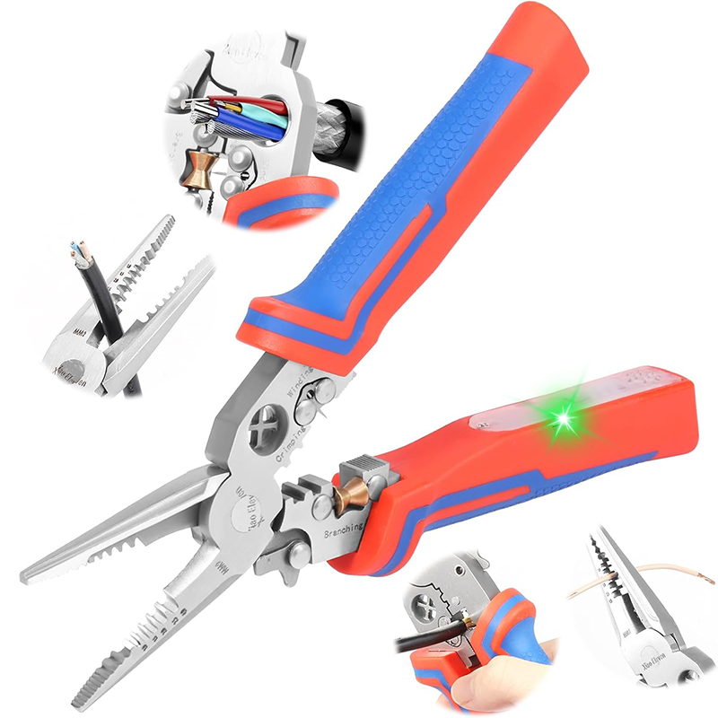 🔧8-in-1 Electrician Wire Stripper with Voltage Tester– Heavy Duty Wire Stripper⚡