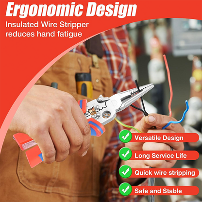 🔧8-in-1 Electrician Wire Stripper with Voltage Tester– Heavy Duty Wire Stripper⚡