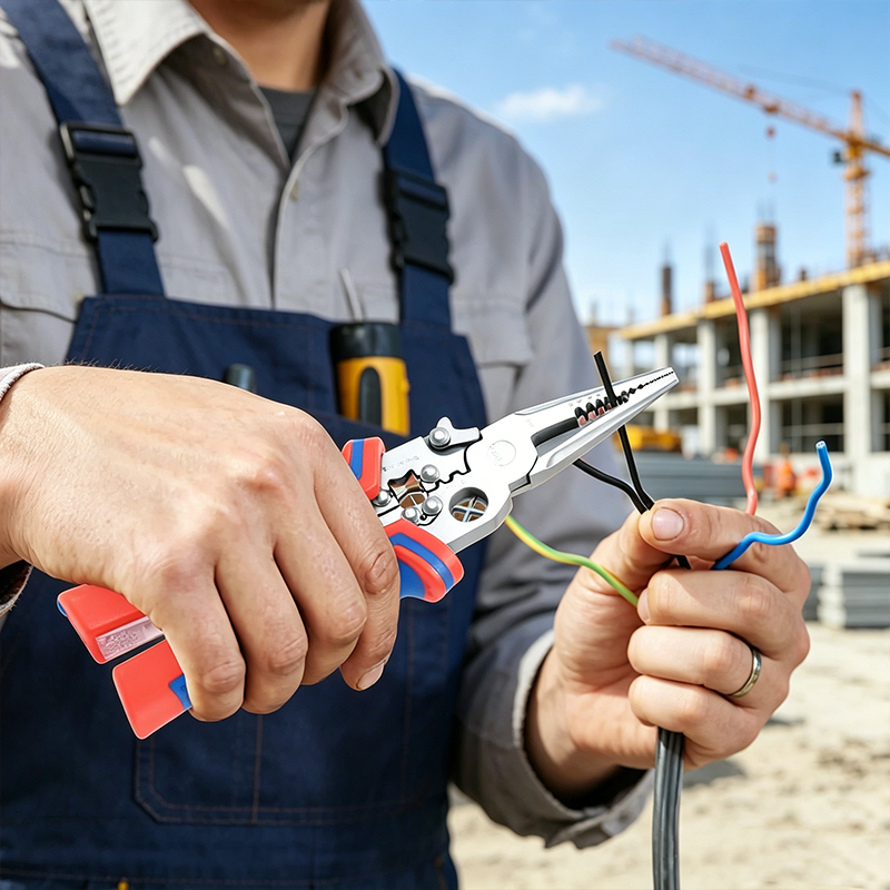 🔧8-in-1 Electrician Wire Stripper with Voltage Tester– Heavy Duty Wire Stripper⚡