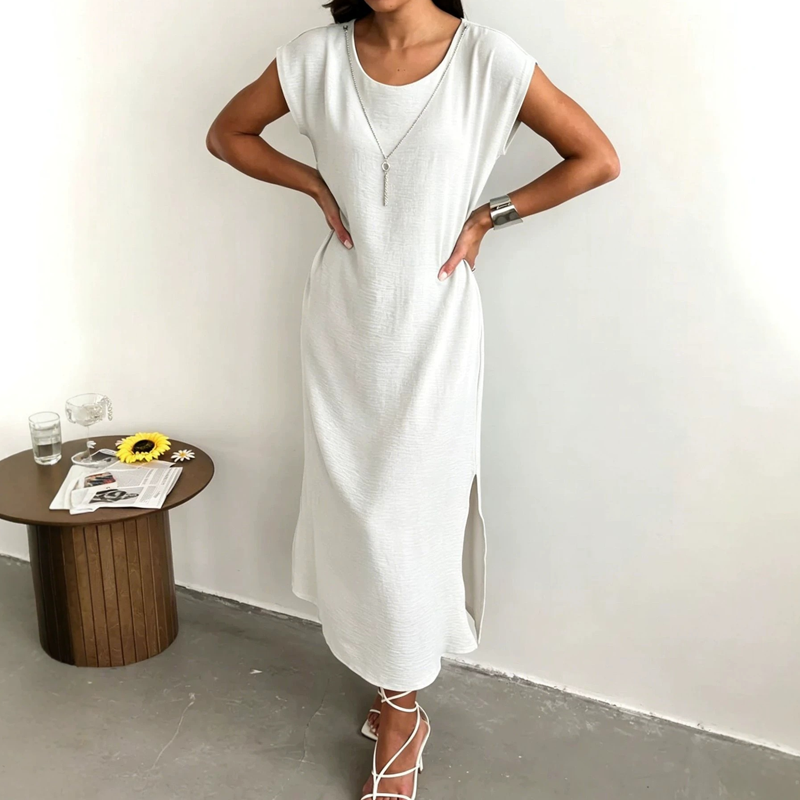 ⌛Limited-time offer👗Women's Summer Sleeveless Side Slit Dress– Flowy Holiday Dress☀️