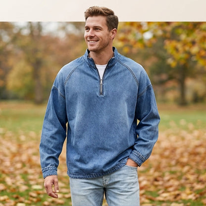👕Men's Vintage-Wash Half-Zip Pullover– Casual Street Style Sweatshirt ✨