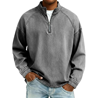 👕Men's Vintage-Wash Half-Zip Pullover– Casual Street Style Sweatshirt ✨