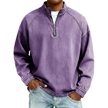 👕Men's Vintage-Wash Half-Zip Pullover– Casual Street Style Sweatshirt ✨