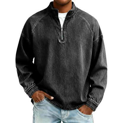 👕Men's Vintage-Wash Half-Zip Pullover– Casual Street Style Sweatshirt ✨