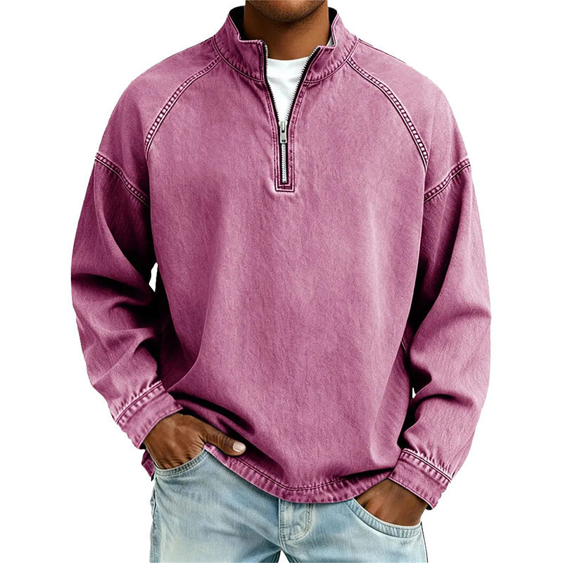 👕Men's Vintage-Wash Half-Zip Pullover– Casual Street Style Sweatshirt ✨