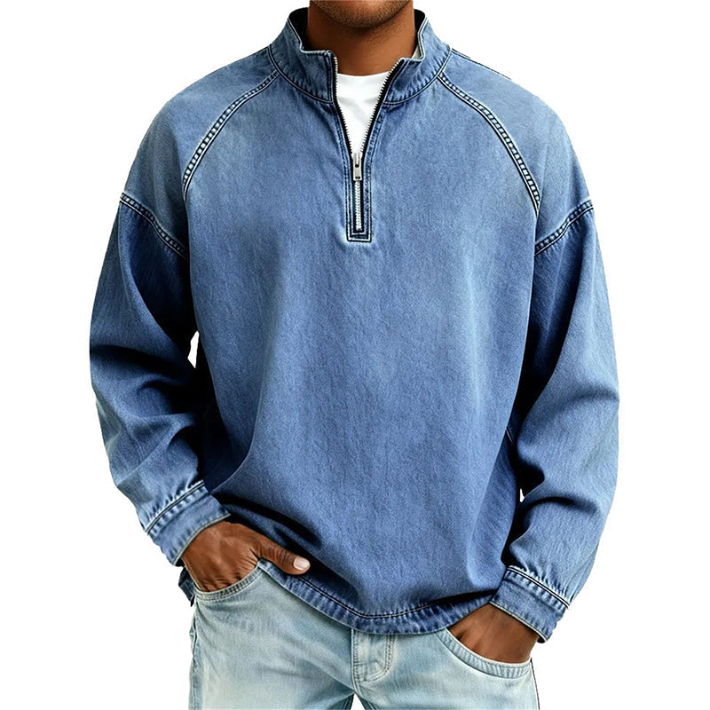 👕Men's Vintage-Wash Half-Zip Pullover– Casual Street Style Sweatshirt ✨