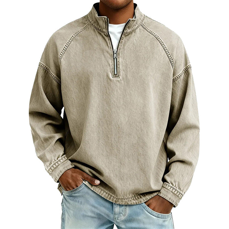 👕Men's Vintage-Wash Half-Zip Pullover– Casual Street Style Sweatshirt ✨