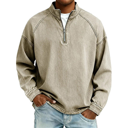 👕Men's Vintage-Wash Half-Zip Pullover– Casual Street Style Sweatshirt ✨