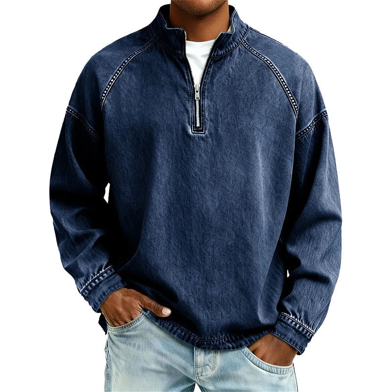 👕Men's Vintage-Wash Half-Zip Pullover– Casual Street Style Sweatshirt ✨