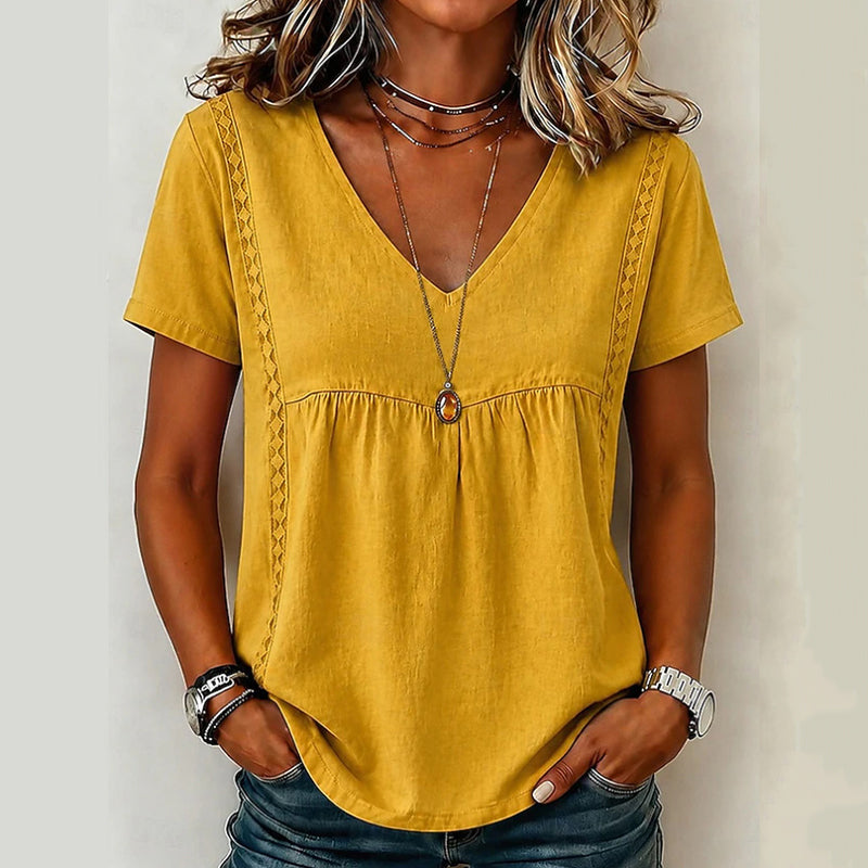 🌸New Arrivals – Best Sellers👚Women's Elegant V-Neck T-Shirt – Soft Everyday Basic Top✨