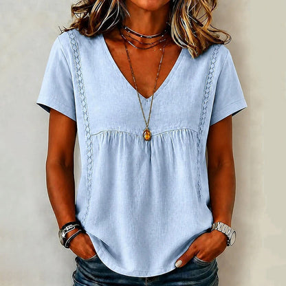 🌸New Arrivals – Best Sellers👚Women's Elegant V-Neck T-Shirt – Soft Everyday Basic Top✨