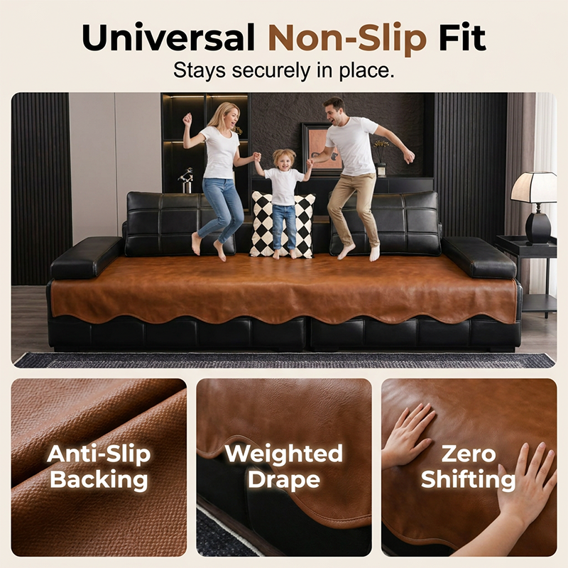 🛋️Waterproof Faux Leather Sofa Seat Cover – Anti-Scratch Non-Slip Couch Guard ✨