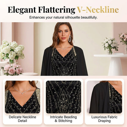 🔥Zeitlich begrenztes Angebot – Damen-Set aus Langarmkleid mit Muster und Strickjacke, 2-teilig✨