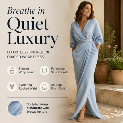 ⌛Befristetes 52 % Angebot – Elegantes V-Ausschnitt Wickel-Maxikleid für Damen👗✨