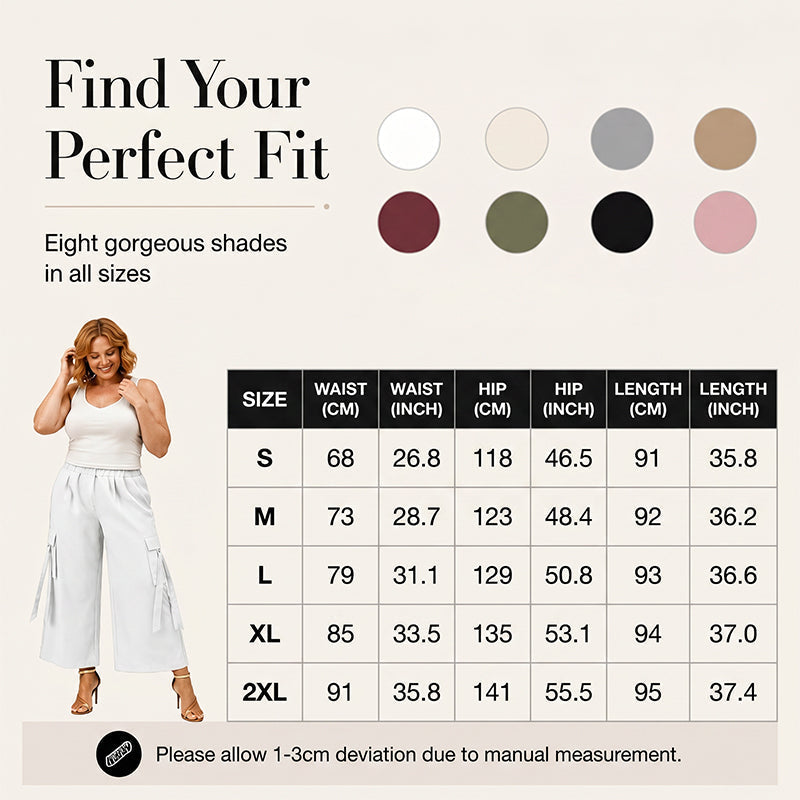 👖Women's Cropped Wide-Leg Cargo Pants – High Waist Street Style Trousers ✨