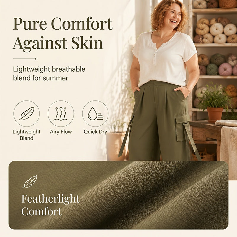 👖Women's Cropped Wide-Leg Cargo Pants – High Waist Street Style Trousers ✨