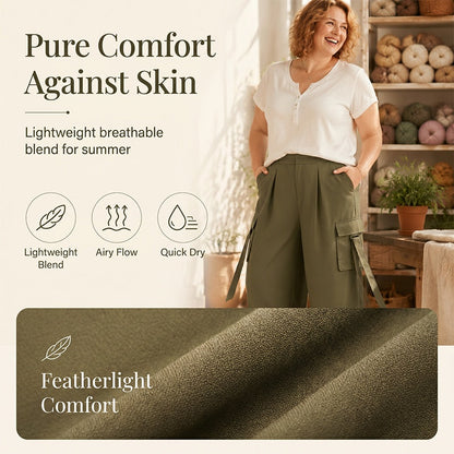 👖Women's Cropped Wide-Leg Cargo Pants – High Waist Street Style Trousers ✨