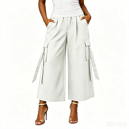 👖Women's Cropped Wide-Leg Cargo Pants – High Waist Street Style Trousers ✨