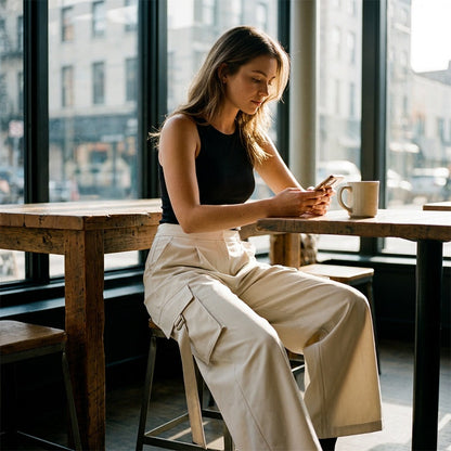 👖Women's Cropped Wide-Leg Cargo Pants – High Waist Street Style Trousers ✨