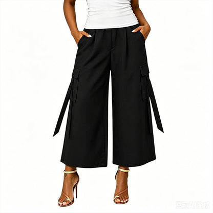 👖Women's Cropped Wide-Leg Cargo Pants – High Waist Street Style Trousers ✨