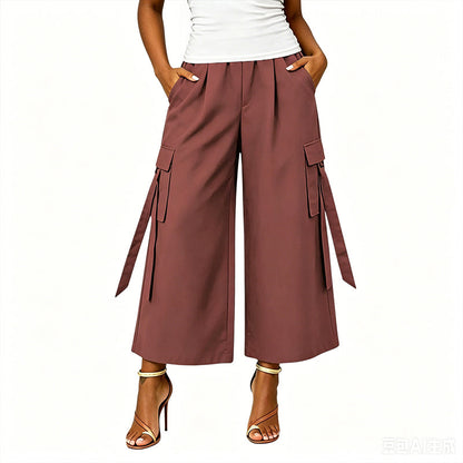 👖Women's Cropped Wide-Leg Cargo Pants – High Waist Street Style Trousers ✨