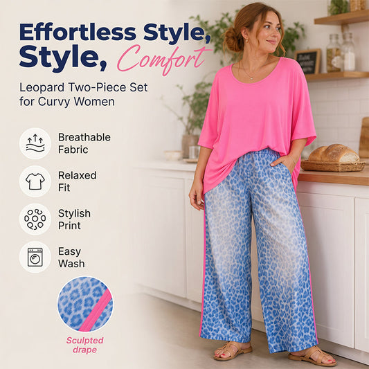 👗🐆Women's Loose Top & Leopard Print Pants Set– Chic 2-Piece Lounge Outfit ✨