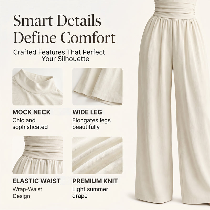 👗 Damen Kurzarm Rollkragen Overall mit weitem Bein – Elegantes All-in-One Outfit ✨