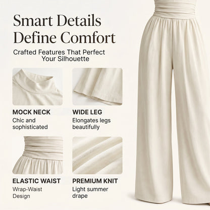 👗 Damen Kurzarm Rollkragen Overall mit weitem Bein – Elegantes All-in-One Outfit ✨