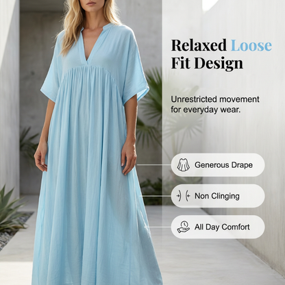 💥50 % Rabatt am letzten Tag – 👗Fließendes Sommer-Maxikleid mit V-Ausschnitt für Damen☀️✨