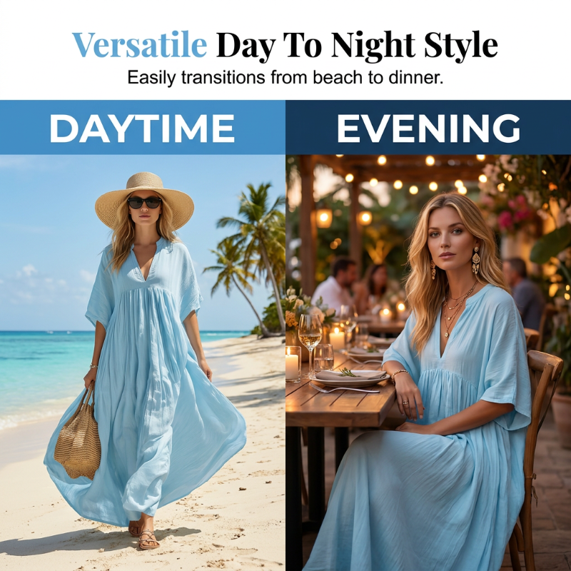 💥50 % Rabatt am letzten Tag – 👗Fließendes Sommer-Maxikleid mit V-Ausschnitt für Damen☀️✨