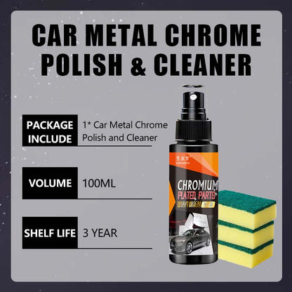 🚗Car Metal Chrome Polish & Cleaner – Rust Remover For Cars, Trim & Household Shine Restorer ✨