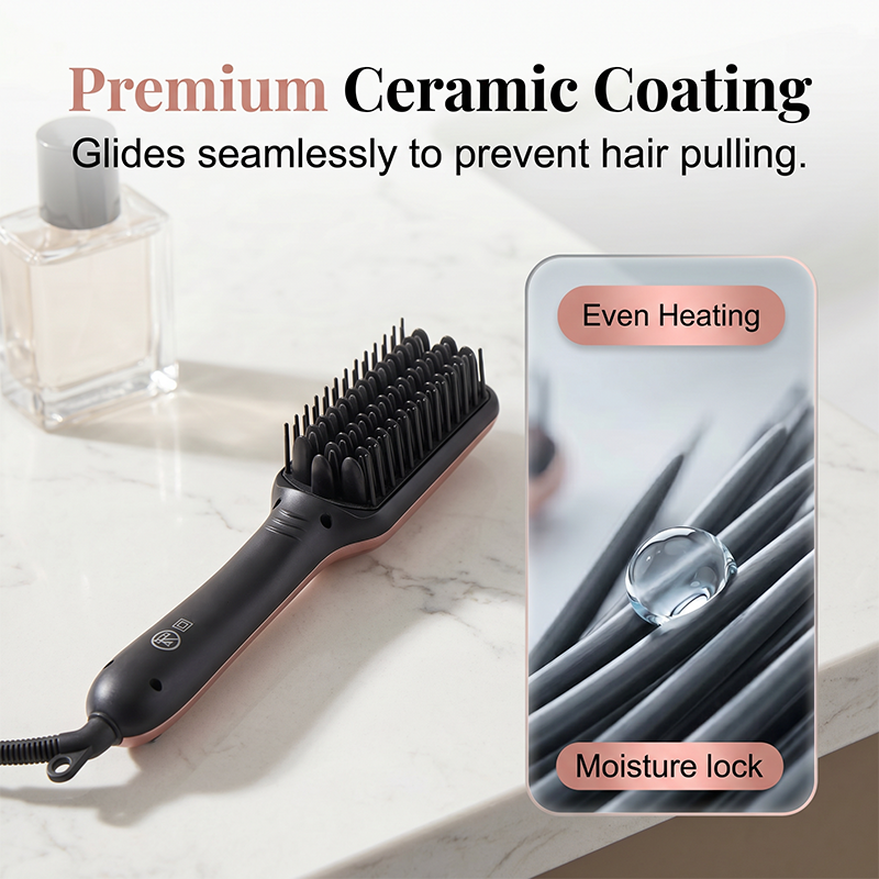 💇‍♀️Negative Ion 2-in-1 Hair Straightener Brush– Frizz-Free Fast Styling Hair Tool ✨