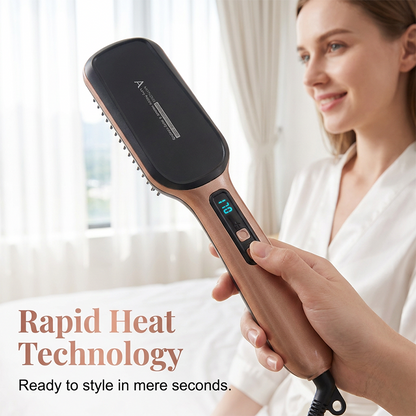 💇‍♀️Negative Ion 2-in-1 Hair Straightener Brush– Frizz-Free Fast Styling Hair Tool ✨