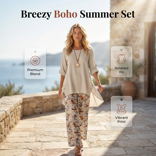 👚 50% OFF NOW! 🌿Women's Cotton Linen Half Sleeve Top ＆ Pants Set – Breathable & lightweight – Perfect for summer, office or casual days – relaxed fit with natural texture 🌸✨