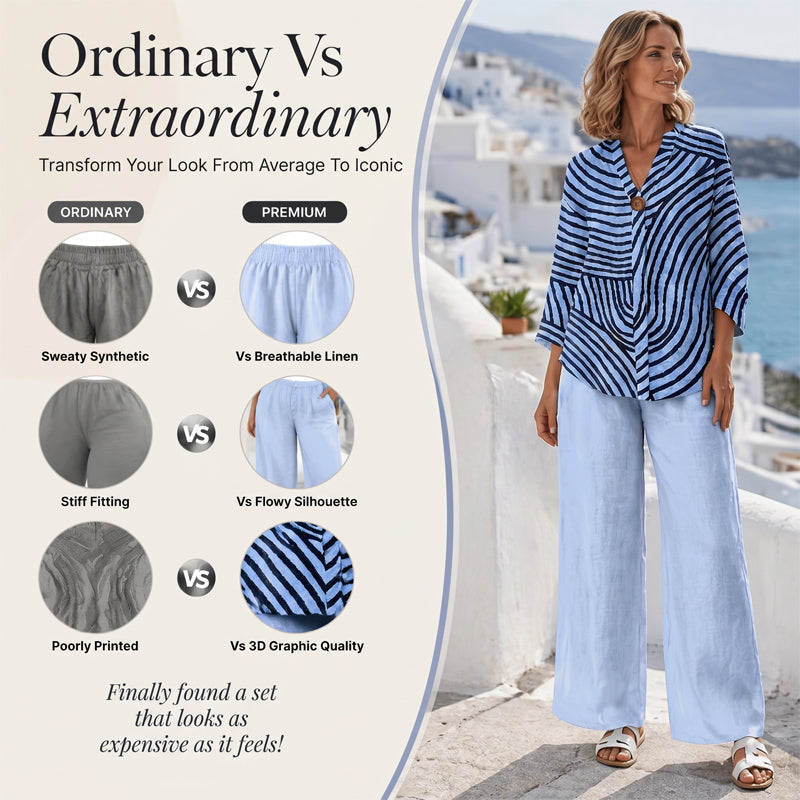 👕Damen Sommer gestreiftes 2-Teiler-Set – Einfach anziehen – Sofort stylisch aussehen☀️