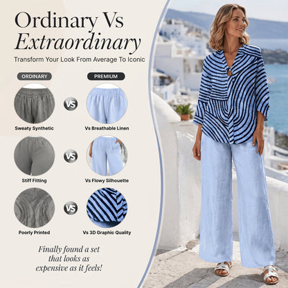 👕Damen Sommer gestreiftes 2-Teiler-Set – Einfach anziehen – Sofort stylisch aussehen☀️