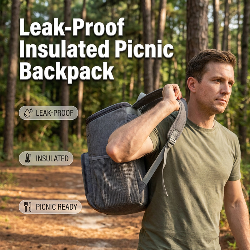 ⌛Limited-time offer-Leakproof Insulated Thermal Picnic Backpack– Leak-Proof Thermal Lunch & Drinks Backpack ❄️