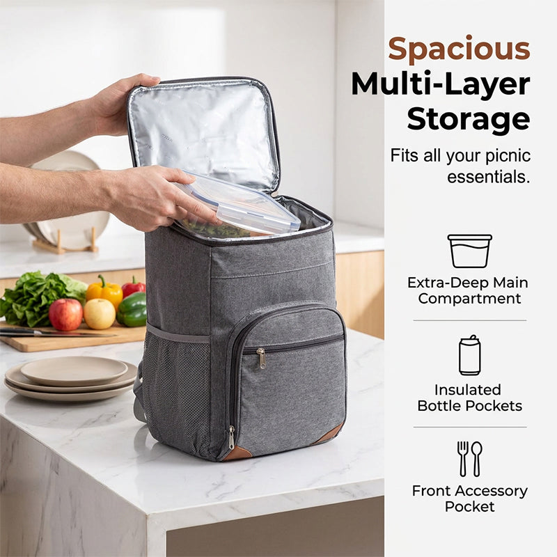 ⌛Limited-time offer-Leakproof Insulated Thermal Picnic Backpack– Leak-Proof Thermal Lunch & Drinks Backpack ❄️