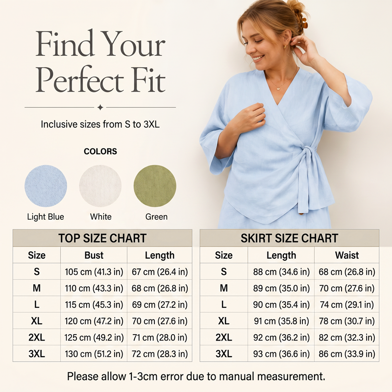 👗Women's Casual Wrap Top & Side Button Skirt Set – Chic 2-Piece Summer Outfit ✨