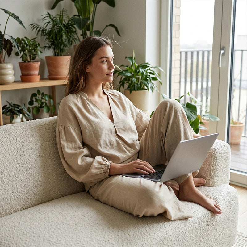 👗Women's Casual V-Neck Top & Pants Set– Minimalist Top & Pocket Trousers ✨ Effortless Chic Outfit