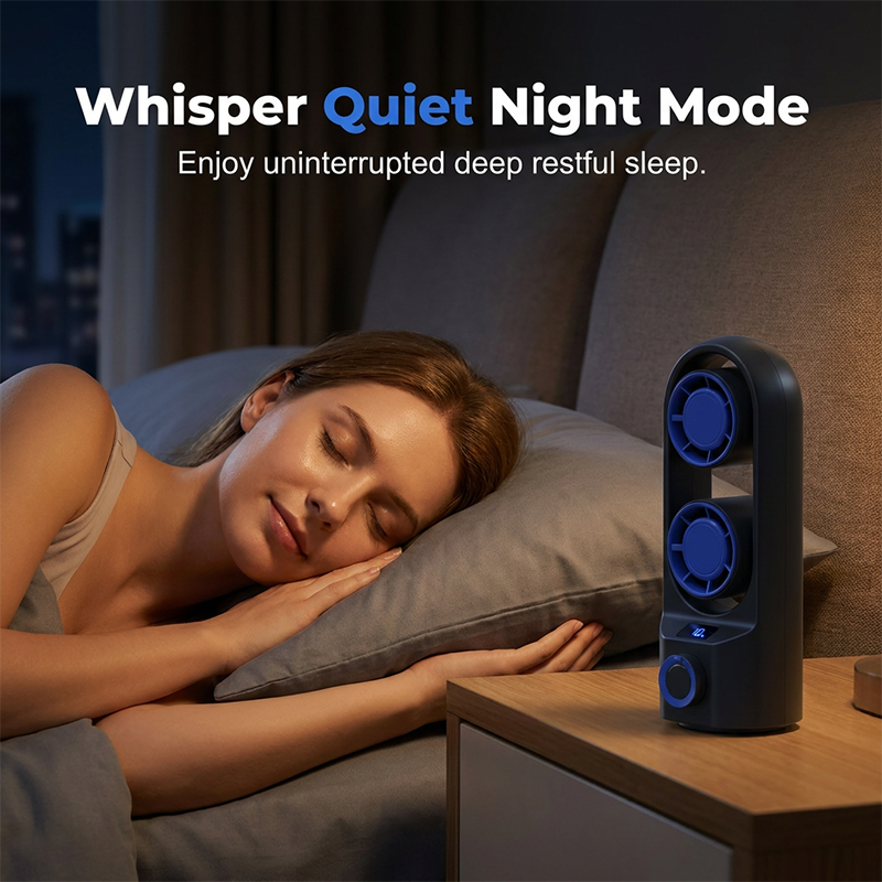 🌬️Dual-Head Desktop Tower Fan 100-Speed Stepless - Powerful Airflow for Home & Office❄️