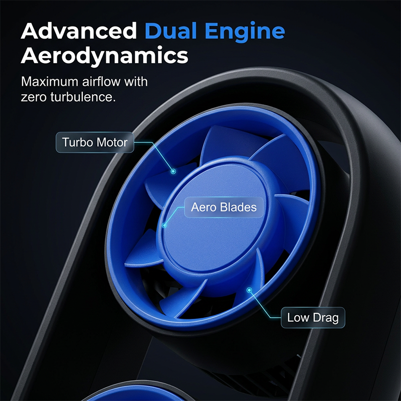 🌬️Dual-Head Desktop Tower Fan 100-Speed Stepless - Powerful Airflow for Home & Office❄️