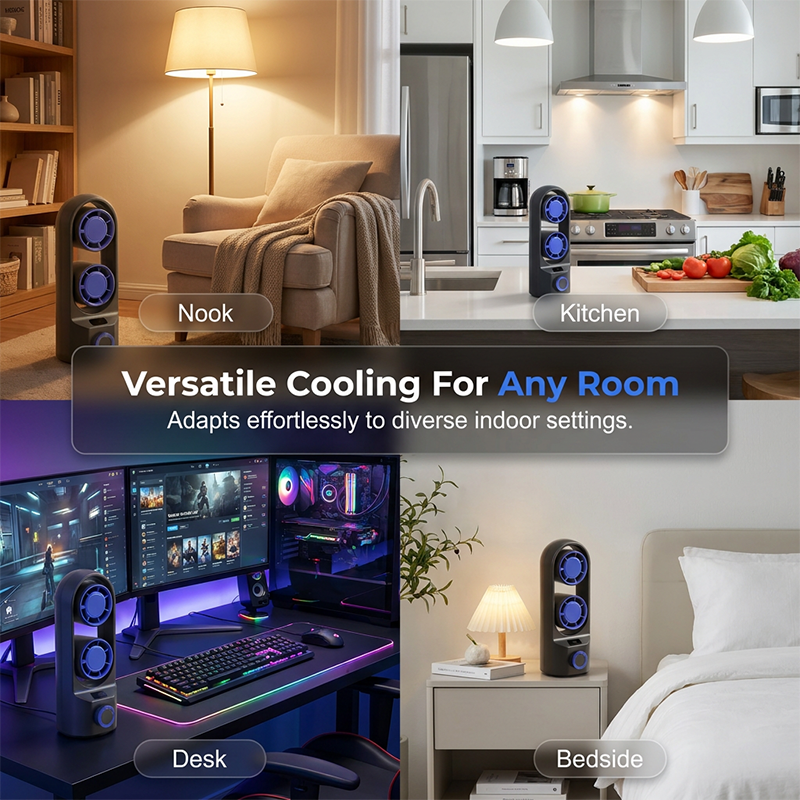 🌬️Dual-Head Desktop Tower Fan 100-Speed Stepless - Powerful Airflow for Home & Office❄️