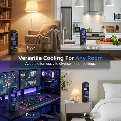 🌬️Dual-Head Desktop Tower Fan 100-Speed Stepless - Powerful Airflow for Home & Office❄️