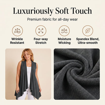 👗✨Women's Casual Sleeveless Draped Cardigan– Chic Summer Cover Up 🔥