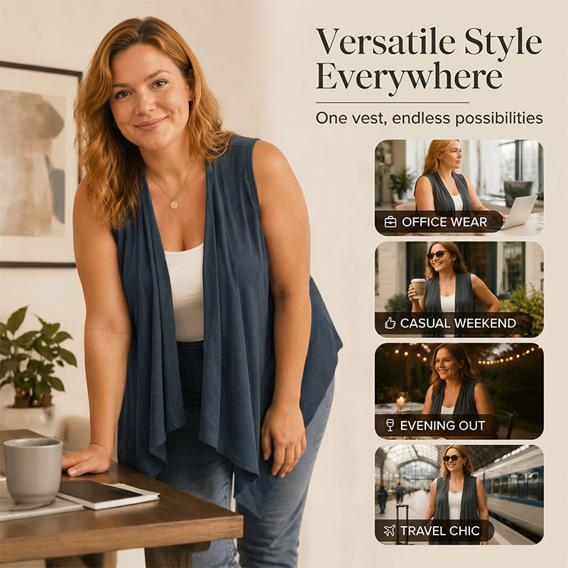 👗✨Women's Casual Sleeveless Draped Cardigan– Chic Summer Cover Up 🔥