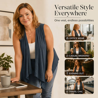 👗✨Women's Casual Sleeveless Draped Cardigan– Chic Summer Cover Up 🔥