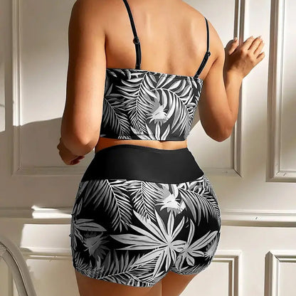 🔥While Supplies Last 52% OFF!Flattering High-Waist Bikini Set | Sporty Boxer Cut & Chic Lace-Up Top | Quick-Dry Tummy Control Beachwear