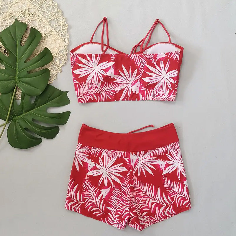 🔥While Supplies Last 52% OFF!Flattering High-Waist Bikini Set | Sporty Boxer Cut & Chic Lace-Up Top | Quick-Dry Tummy Control Beachwear